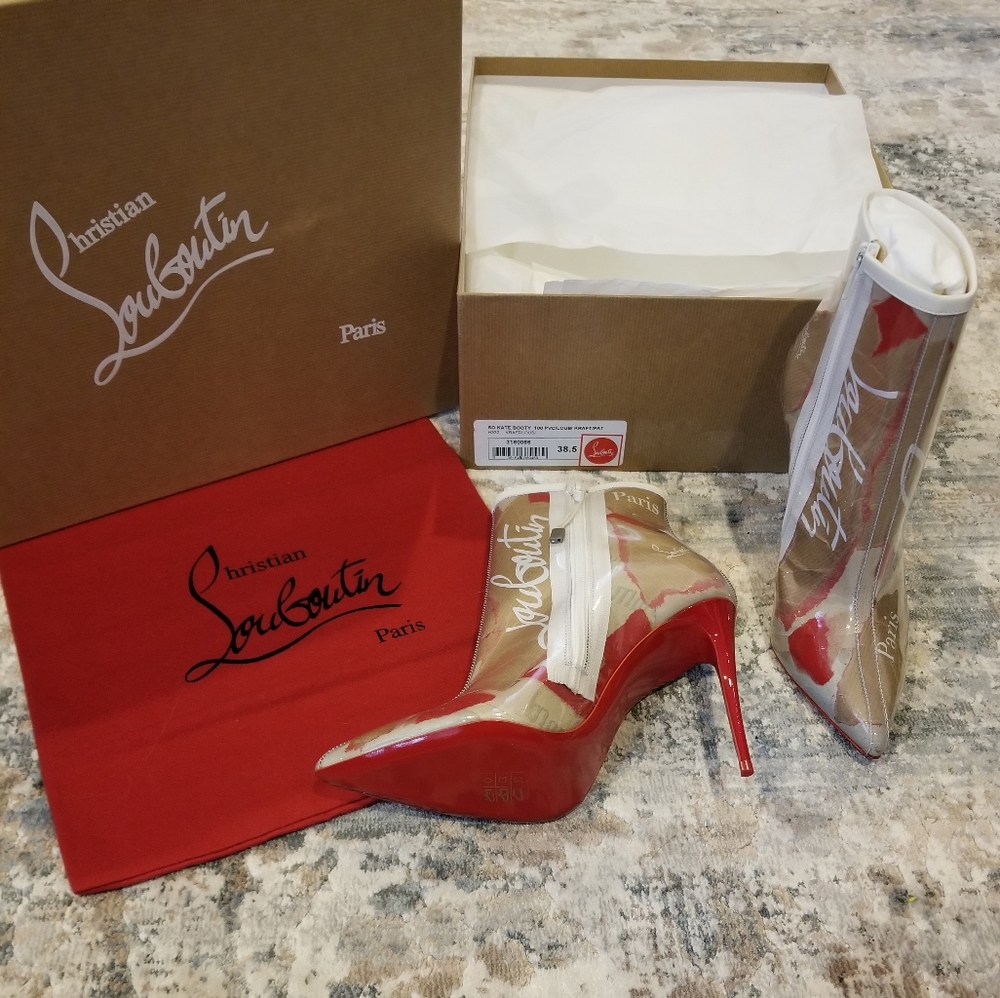 NEW Christian Louboutin So Kate Logo PVC Bootie - Picture 4 of 8